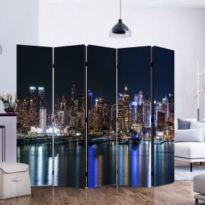 Biombos separadores decorativos ciudad noche